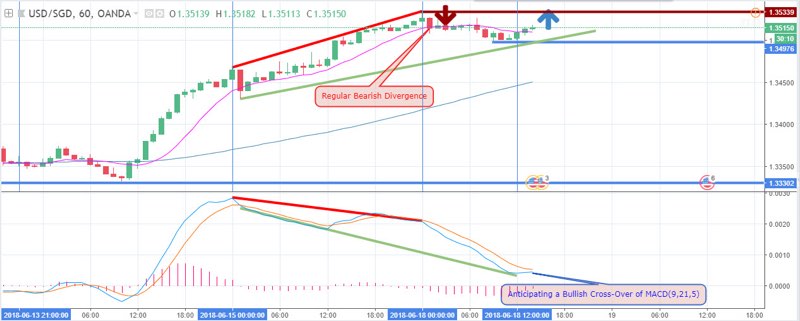 USD/SGD Weekly Outlook - 1 hour chart - 19th June 2018