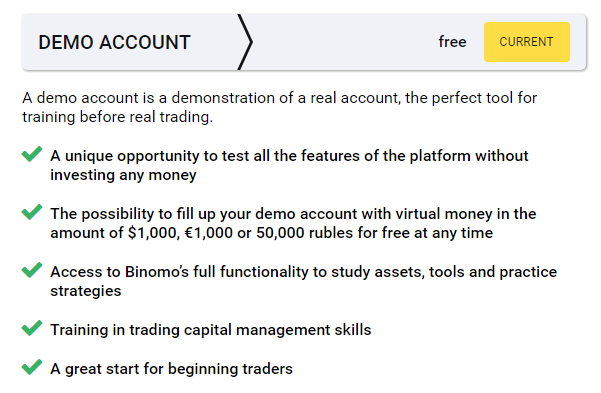 Binomo demo account