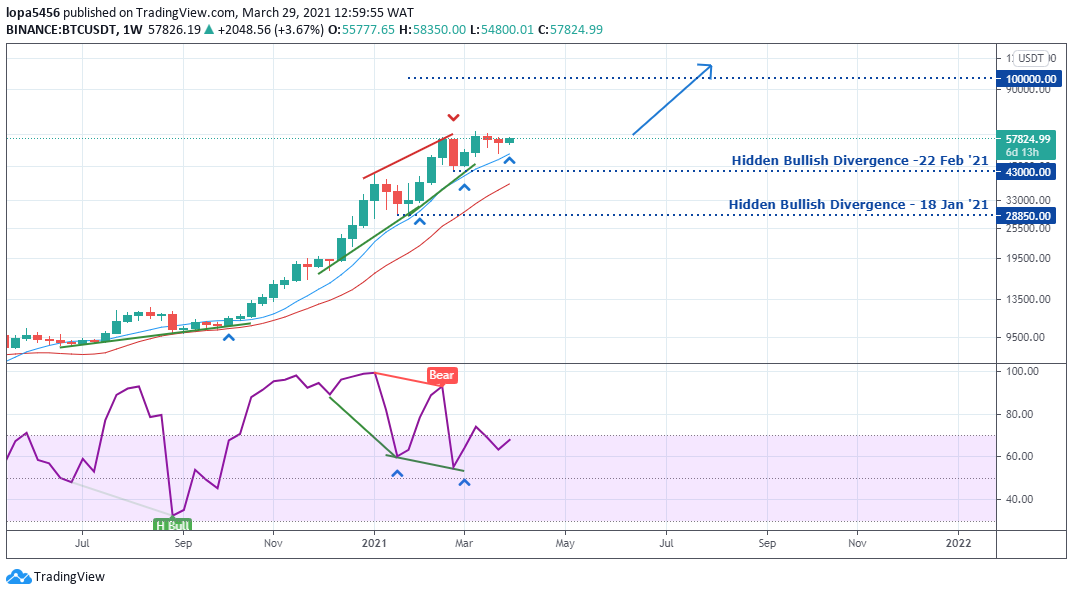 BTCUSD daily Chart - 29th March 2021