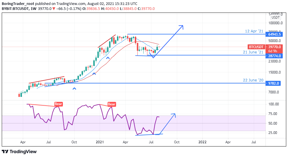 BTCUSD weekly chart - 6th August 2021